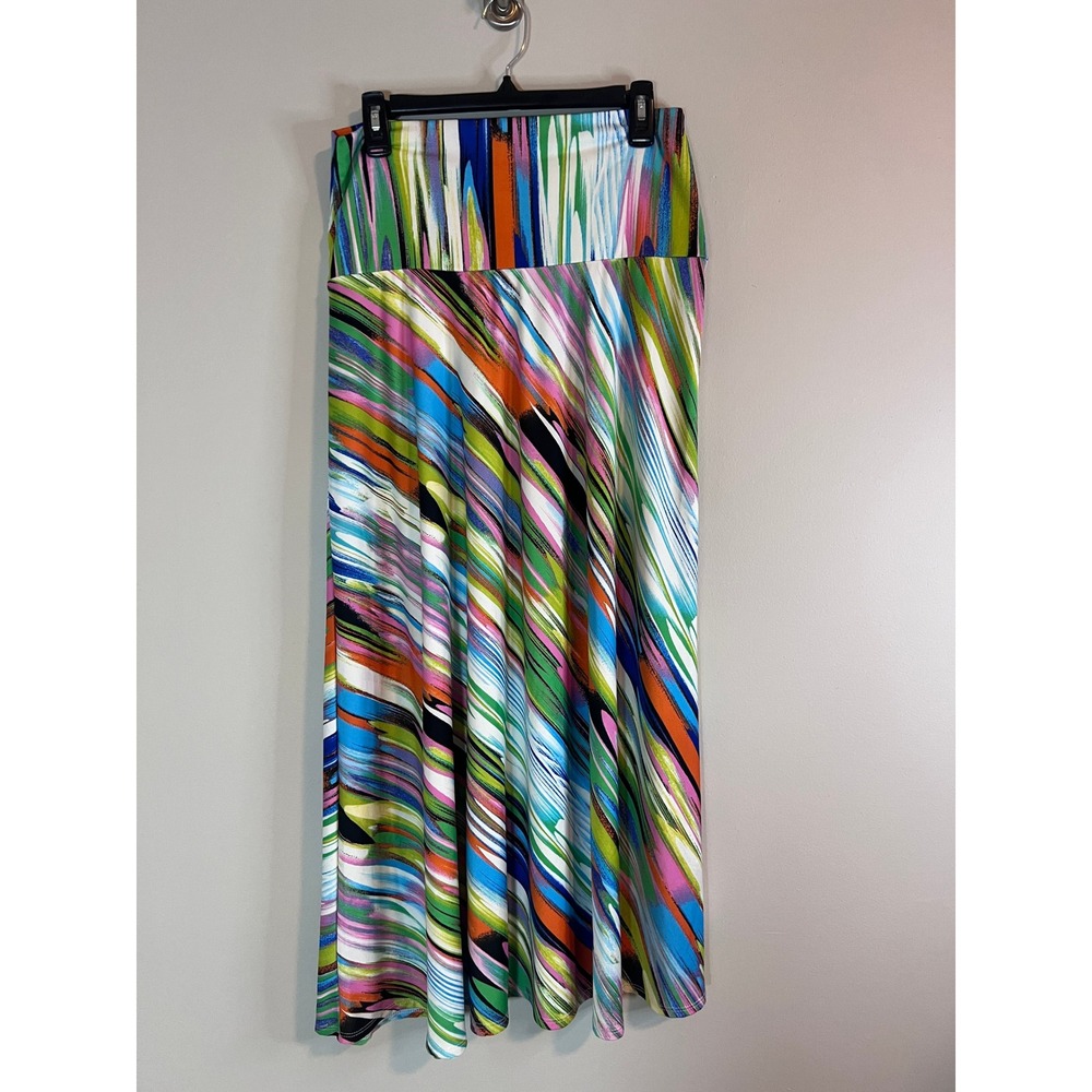 Sunny Leigh Womens Multi Color Abstract Brushstroke Print Maxi Skirt Large